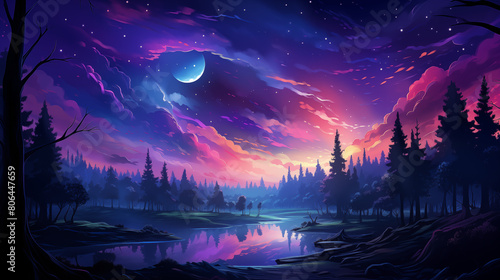 Stunning Night Sky Over Forest Landscape © heroimage.io