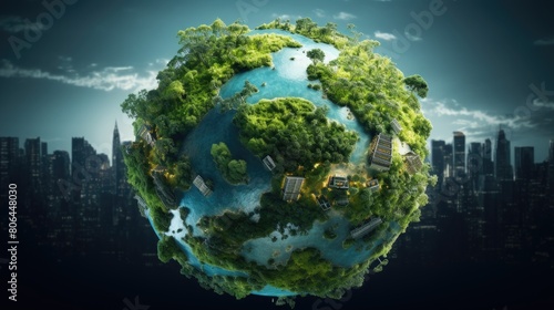 Digital globe showcasing global carbon credit markets, green investments worldwide, Ai Generated © Crazy Juke