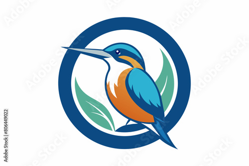 kingfisher Vector illustration, silhouette on white background, icon, svg, characters, Holiday t shirt, Hand drawn trendy Vector illustration, blue bird on a branch