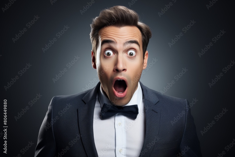 Surprised businessman in formal attire Surprised businessman in formal attire