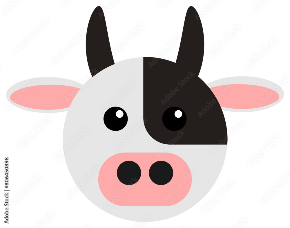 flat design of cute cow face flat design of cute cow face