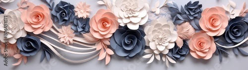 beautiful paper flowers in gray and peach tones