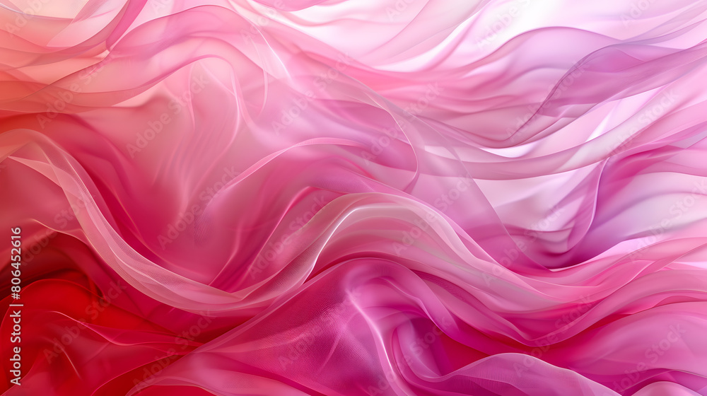 Ethereal Waves of Pink and Red Silk Fabric Ethereal Waves of Pink and Red Silk Fabric