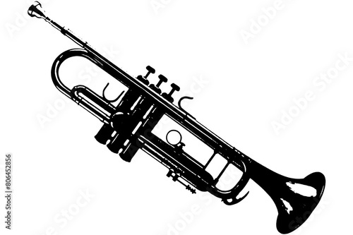 silhouette trumpet wind musical instrument jazz orchestra play music vector image