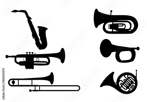 silhouette saxophone wind musical instrument orchestra jazz play music vector image photo