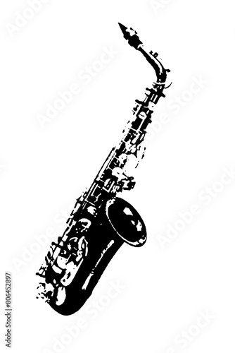 silhouette saxophone wind musical instrument orchestra jazz play music vector image