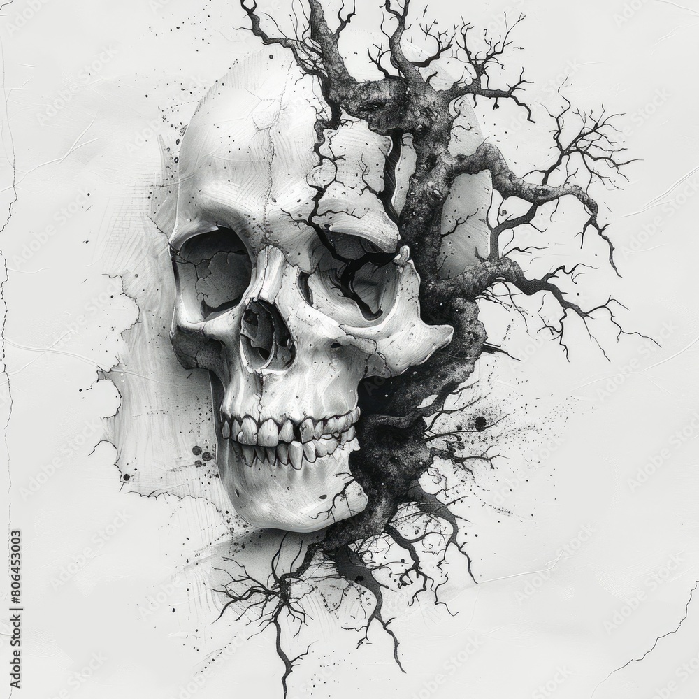 Fototapeta premium tattoo sketch: an intricate drawing and art sketch, serving as a stencil for precise redrawing, capturing the creativity and craftsmanship of tattoo design in a detailed illustration