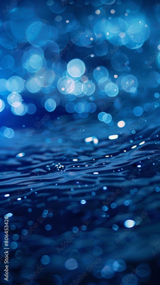 The image is of a body of water with a blue hue and a lot of small The image is of a body of water with a blue hue and a lot of small