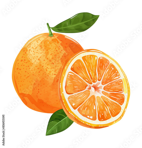 orange fruit watercolor digital painting good quality