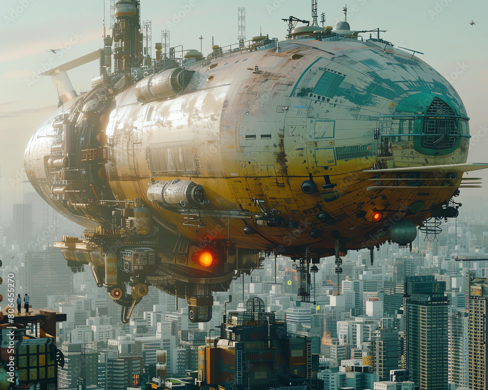 Explore a side view of a dystopian cityscape Explore a side view of a dystopian cityscape