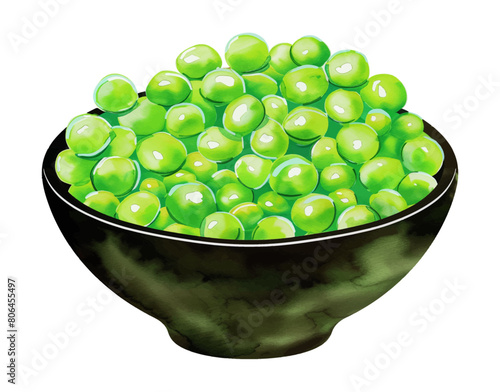 pea bowl watercolor digital painting good quality