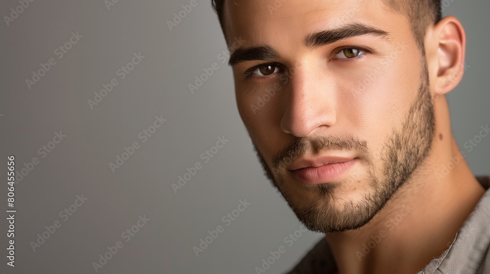 close up image of a young man with a short beard close up image of a young man with a short beard