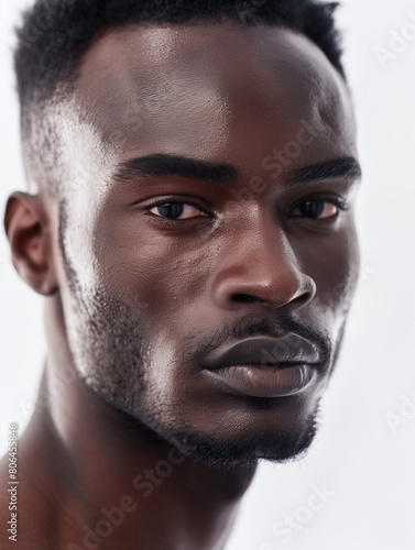 portrait of a black man close-up african man with a white background