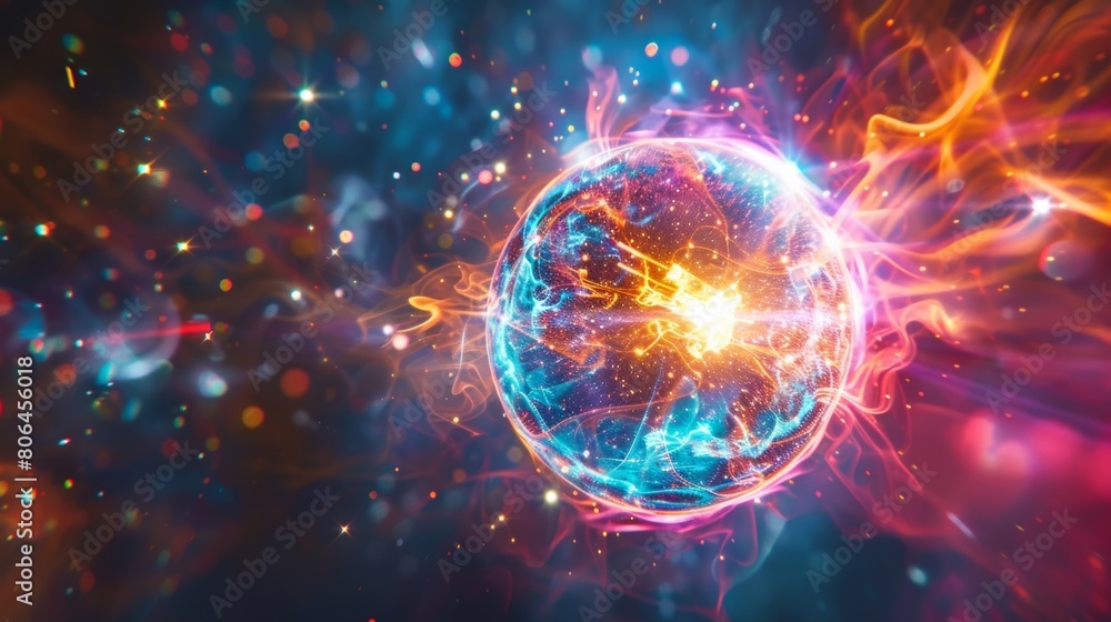 A vibrant pulsating orb of light signifies the potential existence of particles that defy current scientific understanding.