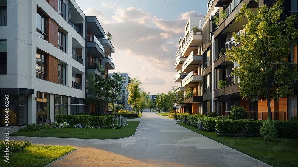 New modern apartment buildings, landscape design and urbanization. New modern apartment buildings, landscape design and urbanization.