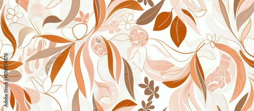 Seamless Small Floral Pattern in Muted Pink  Blush Pink  Soft Orange  Creamy Beige  and Gold Pastel Colors on a Cream Background