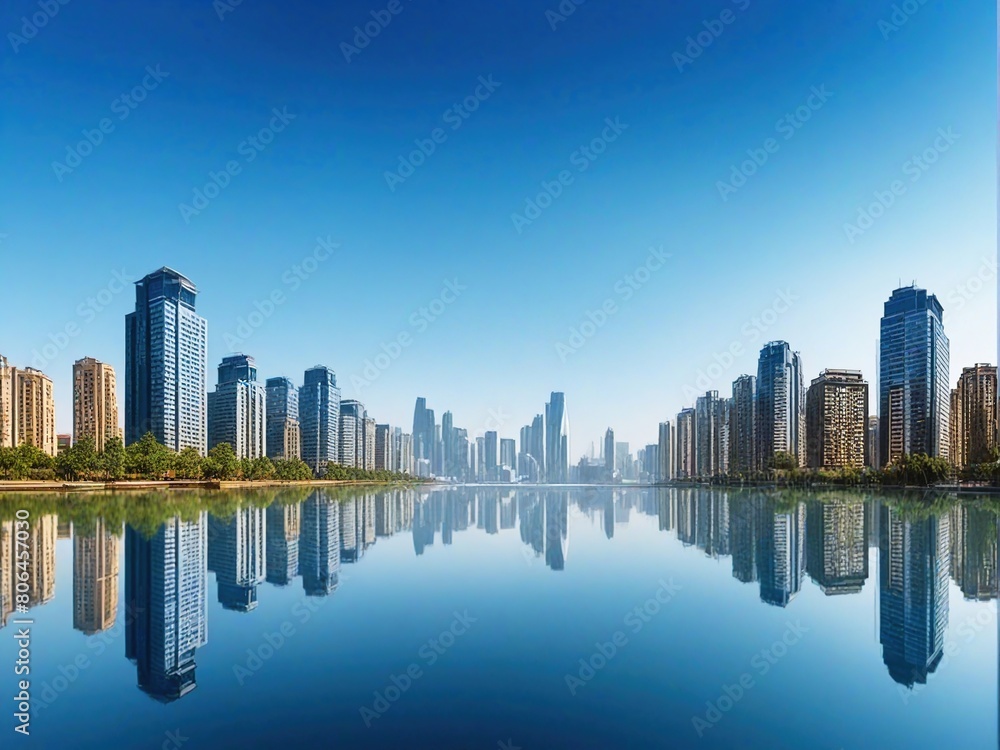 Fototapeta premium skyline reflected in water