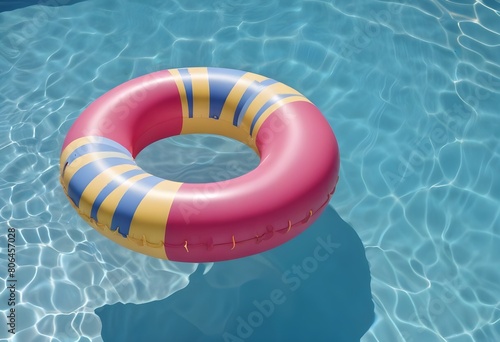 A inflatable pool float in a swimming pool with rippling blue water