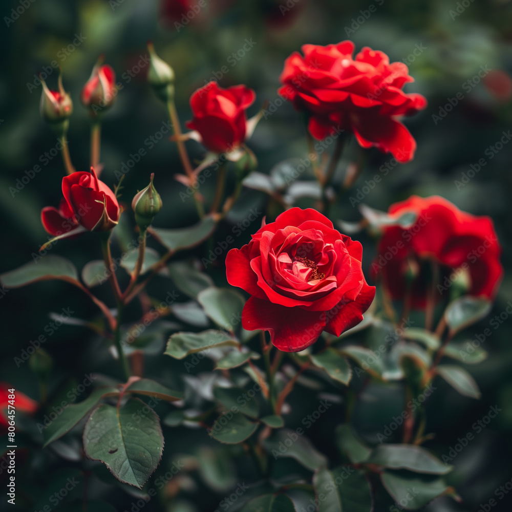 Romantic Red Roses in Lush Garden - Travel Photography Romantic Red Roses in Lush Garden - Travel Photography
