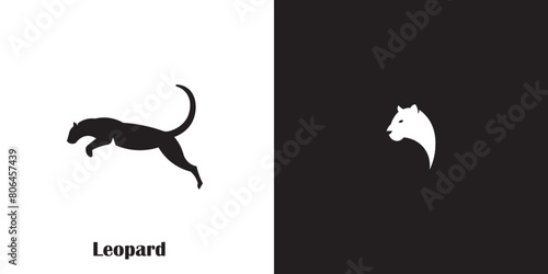 Leopard silhouette logo design. Cougar symbol.