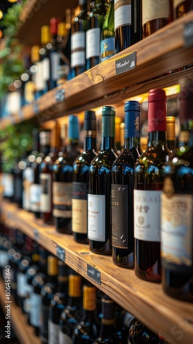 Defocused Blurred Background of a Wine Shop Interior