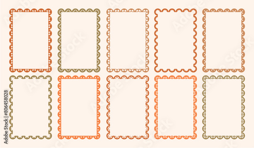 decorative border lace frames, Vintage lace ornament frame. retro style. Elegant vintage lace and wedding ornaments Isolated icons vector set. Calligraphic filigree black ink borders collection