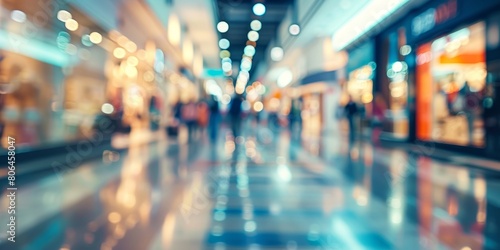Urban Shopping Frenzy: A Blurred Snapshot of a Crowded Mall Alive with Eager Shoppers.