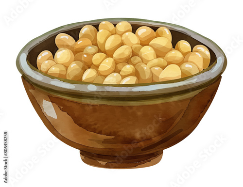 bowl soy bean watercolor digital painting good quality