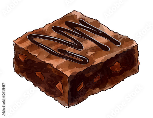 chocolate brownies watercolor digital painting good quality