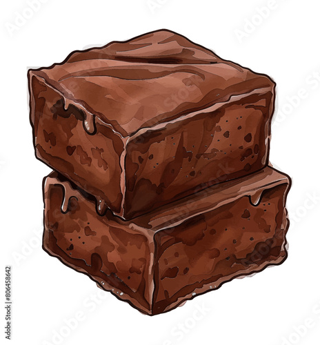 chocolate brownies watercolor digital painting good quality