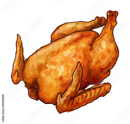 whole chicken fried watercolor digital painting good quality