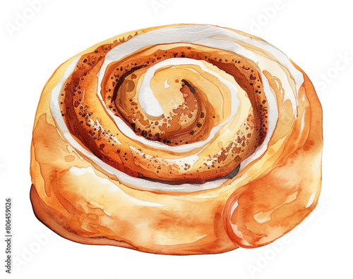 cinnamon roll watercolor digital painting good quality