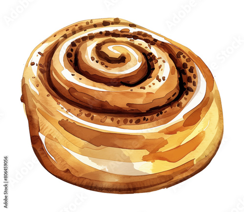 cinnamon roll watercolor digital painting good quality