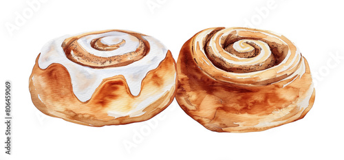 cinnamon roll watercolor digital painting good quality