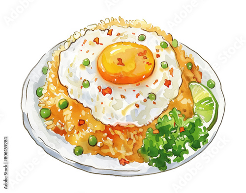 fried rice watercolor digital painting good quality