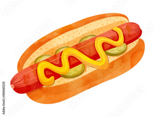 hotdog watercolor digital painting good quality