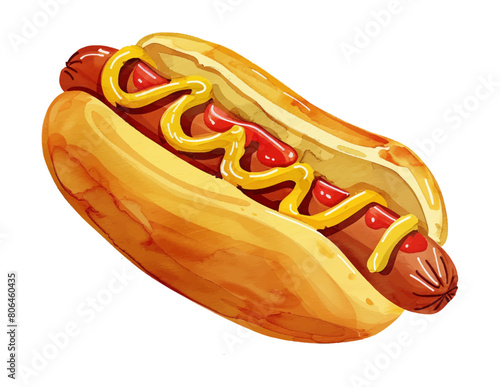 hotdog watercolor digital painting good quality