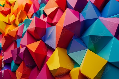 Vibrant Geometric Abstract Digital Art with Colorful Polygon Shapes and Patterns