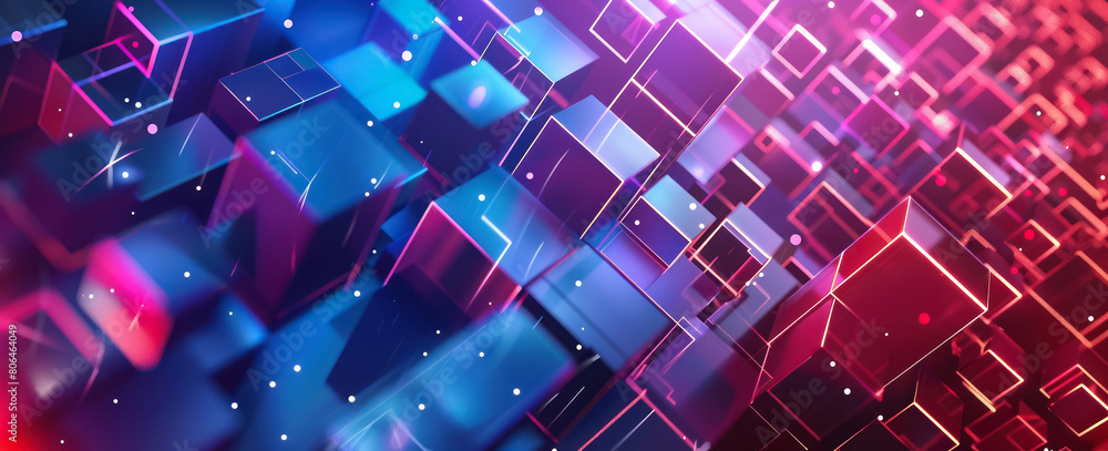 abstract background with glowing cubes in vibrant red and blue colors for a dynamic three dimensional effect abstract background with glowing cubes in vibrant red and blue colors for a dynamic three dimensional effect