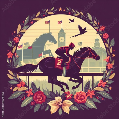 Wallpaper Mural Kentucky Derby Horse Racing Illustration Torontodigital.ca