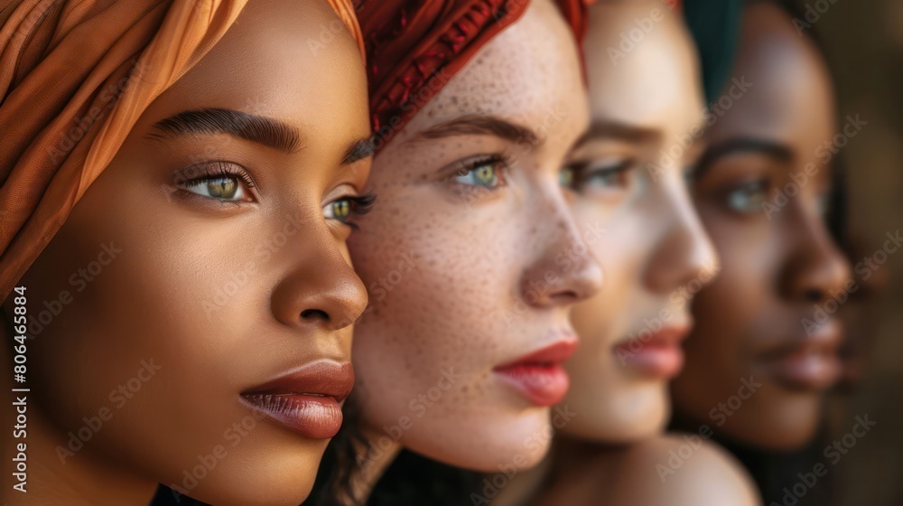 Beauty of many nationalities Group of women of various races.