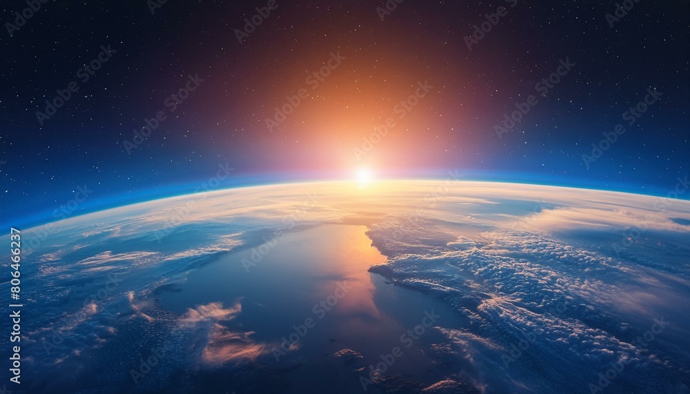 blue sunrise, view of earth from space blue sunrise, view of earth from space