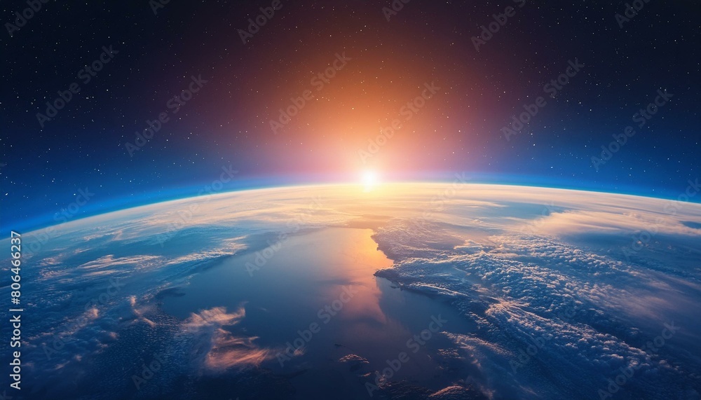 blue sunrise, view of earth from space