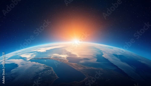 blue sunrise, view of earth from space