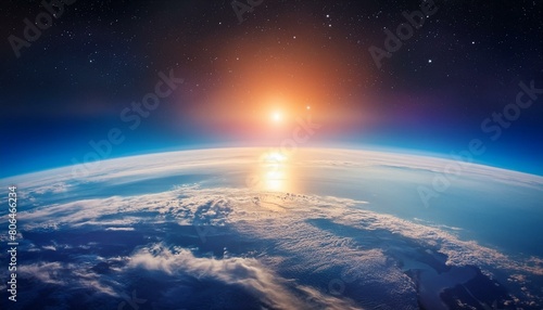 blue sunrise  view of earth from space