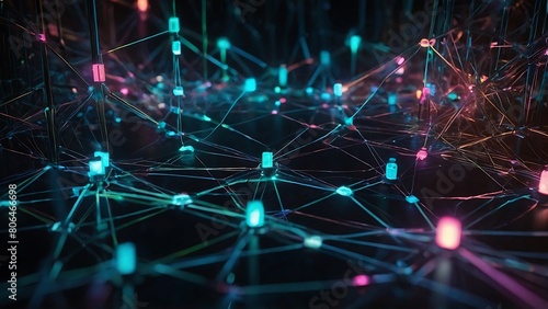 abstract light background Blockchain Connectivity Digital Mesh