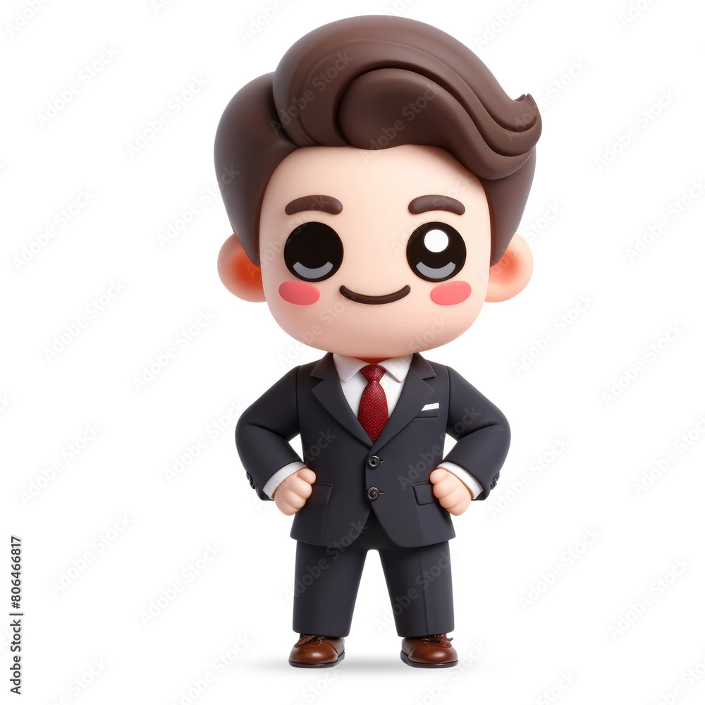 A 3D cute illustration of a young businessman character acting proud A 3D cute illustration of a young businessman character acting proud