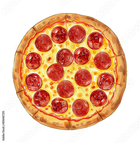 whole pizza watercolor digital painting good quality