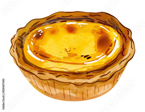 portugese custard tart watercolor digital painting good quality