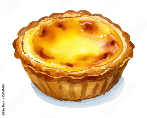 portugese custard tart watercolor digital painting good quality